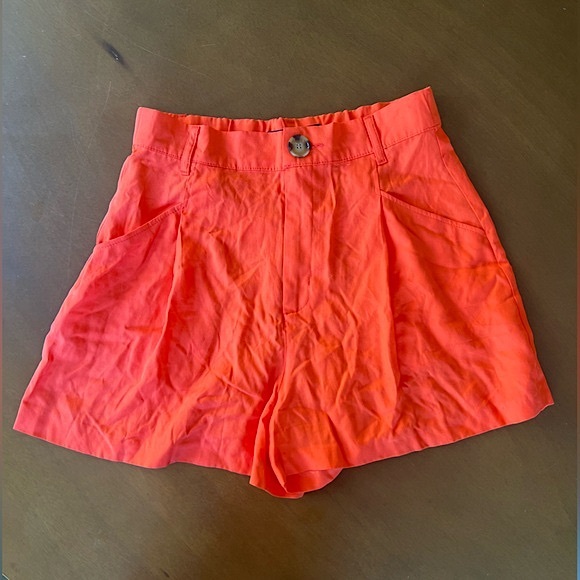 ☎️ Zara Bright Orange High Waisted Shorts festival Bermuda bohemian preppy - Picture 5 of 5